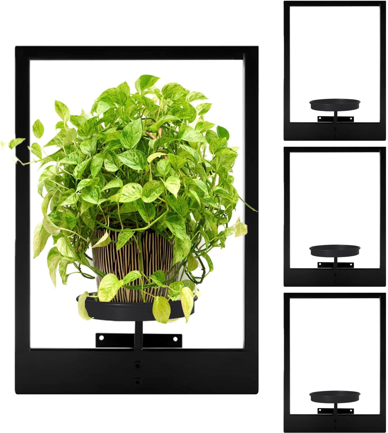 4 Pack Black Metal Indoor Window Plant Shelves Hanging Plant Shelves ...