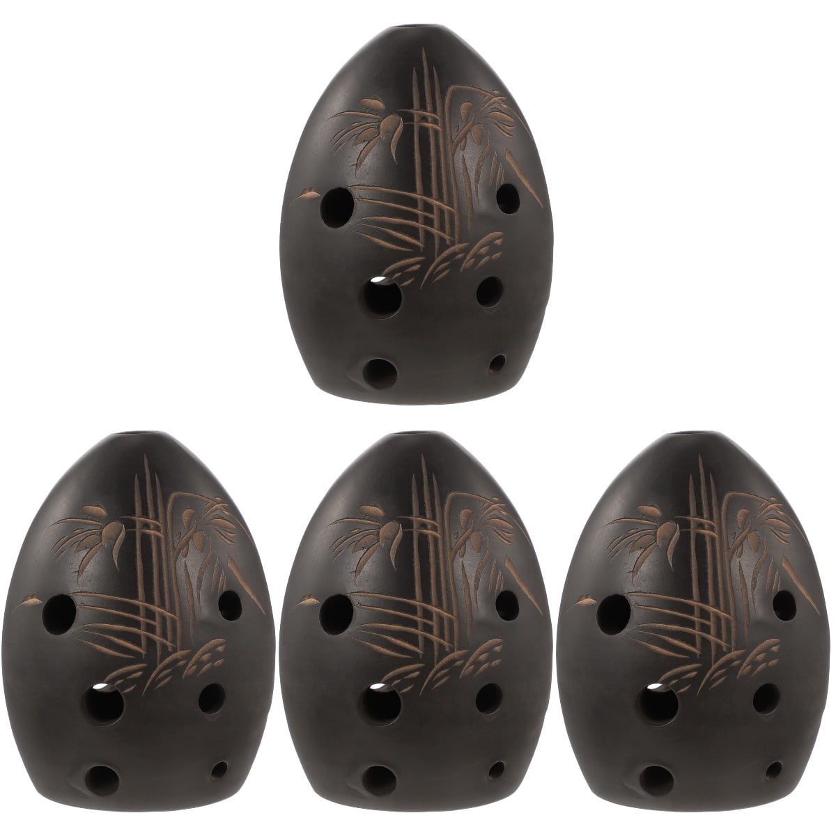 4 Pack Black Pottery Xun Practice Wind Instrument 8hole Ocarina Toy