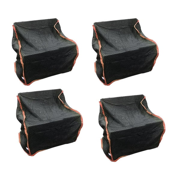 4 Pack Black Quilted Moving and Storage Blanket for Chair - 36"x39"x46" Washable and Reusable Polyester Zig-Zag Stitching Recliners Moving Cover