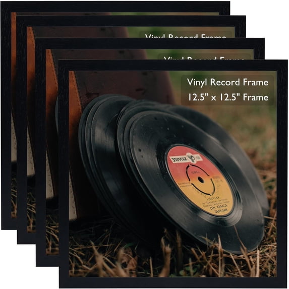 4 Pack Black Record Frame 12.5x12.5, Lightweight PVC Album Display for ...