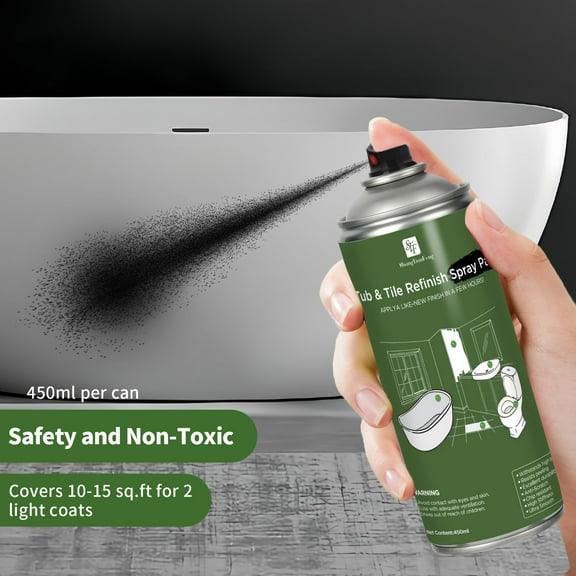 4 Pack Black Spray Tub and tile Paint,Bathroom Wallpaper,Bathtub and Tile Spray Ceramic Paint, Aerosol Bathtub and Tile Refinishing Kit, for Porcelain Fiberglass Ceramics, DIY Countertop Paint Kit,fo