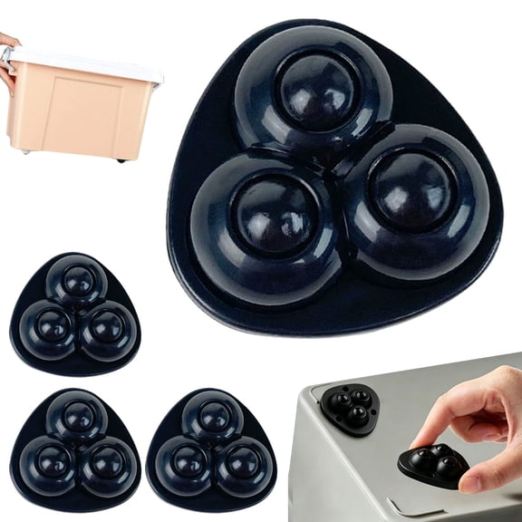 4 Pack Black Stick-On Caster Wheels, 360 Degree No Drill Rollers, Durable Adhesive Furniture Movers for Plant Pots, Storage Bins, Office Chairs & Trash Cans, By Cosmug