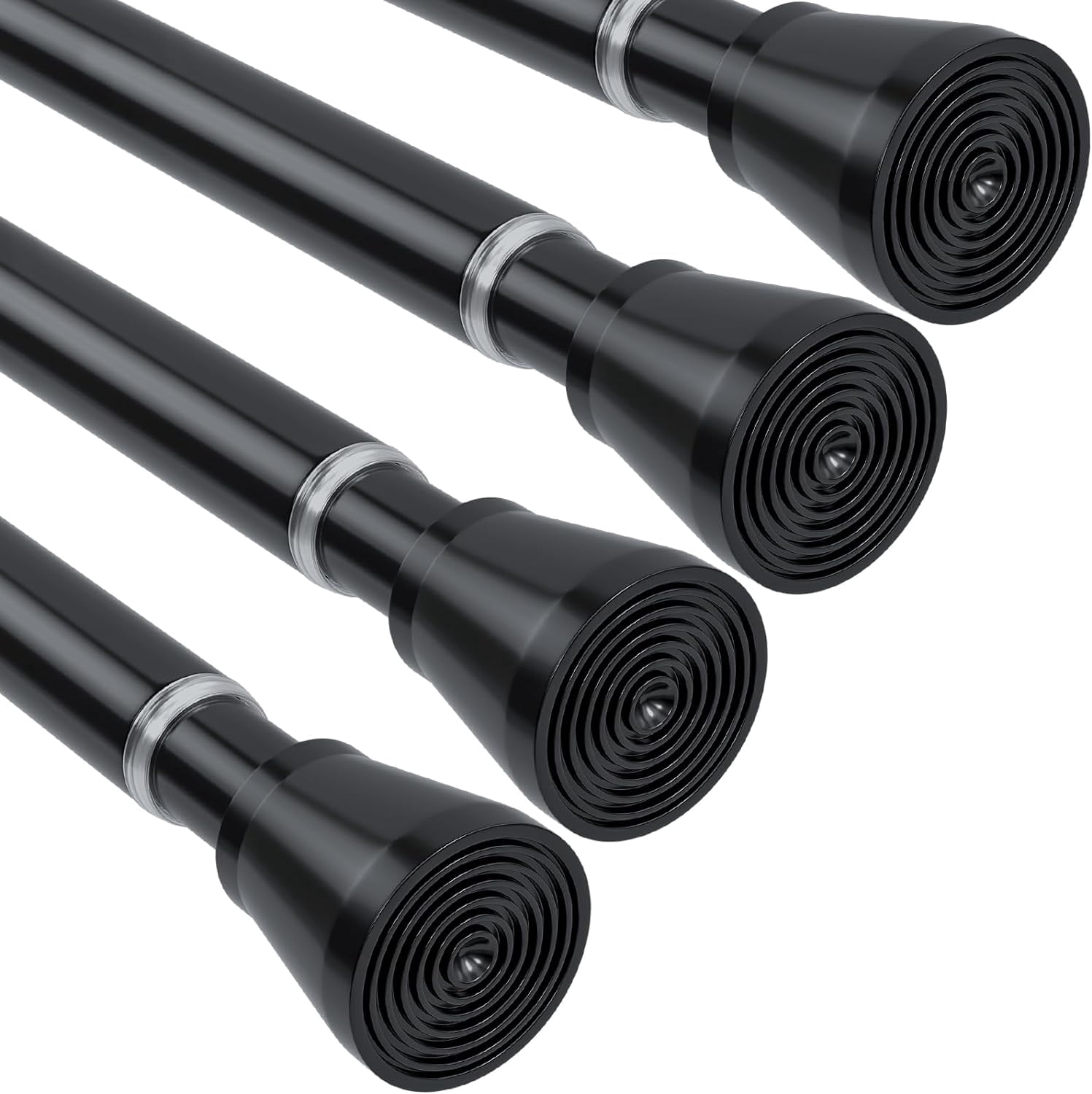 4 Pack Black Tension Rod 28 To 48 Inch Shower Tension Rod Adjustable ...