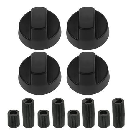 4 Pack Black Universal Control Knobs with 12 Adapters - Compatible for Oven Stove Range - Universal Stove Knobs - Wide Range of Availability