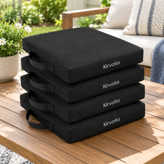 4 Pack Black Waterproof Oxford Fabric Portable Bleacher Seat Cushions