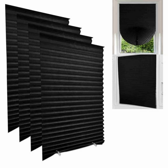4 Pack Black Window Shades (24" x 60"), Paper Blinds, Temporary Blinds, Windows Room Darkening Blinds, Window Shade Cover