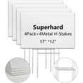 4 Pack Blank Yard Signs with Metal Stakes, 17 x 12 inches Corrugated