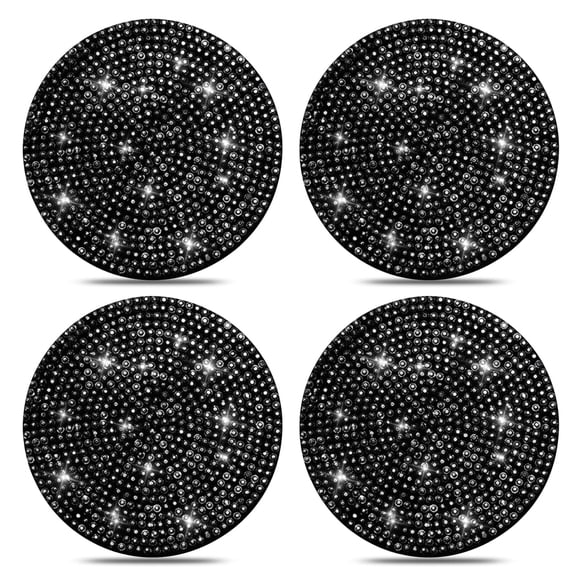 4 Pack Bling Car Coasters, Universal Anti-Slip Silicone Cup Holder with Crystal Rhinestones, Stylish Auto Interior Accessories, White