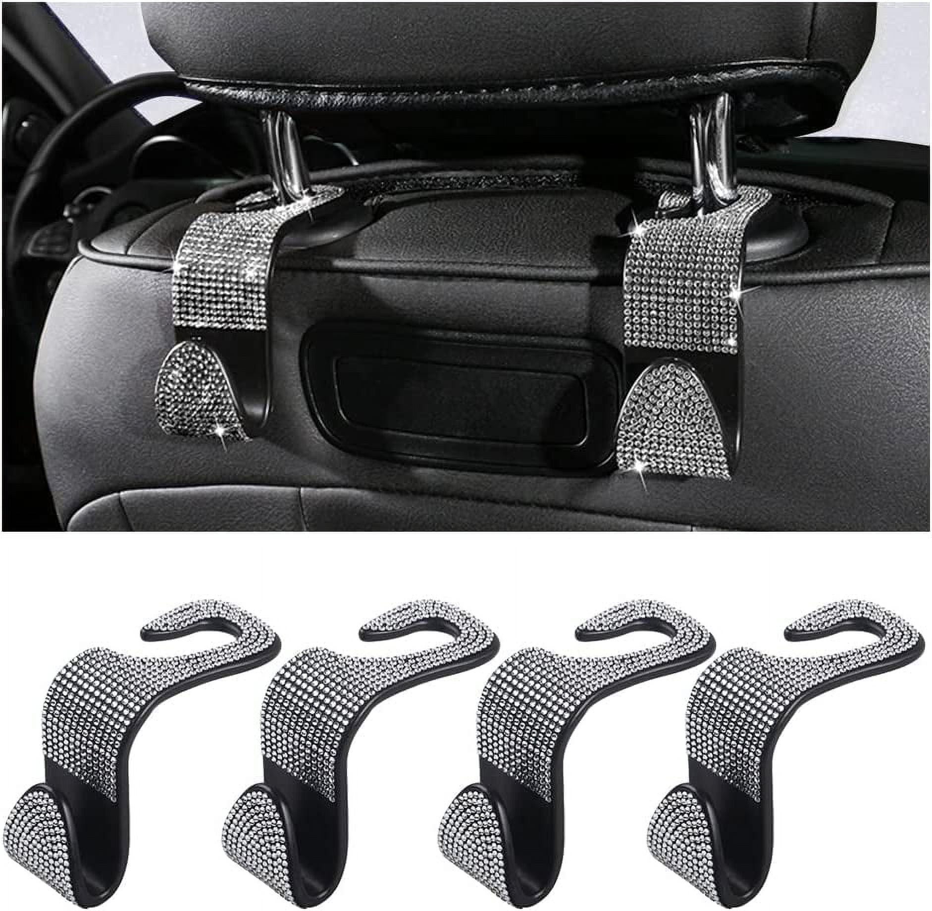 2pcs Car Purse Hooks Car Bag Hooks, Cute Rhinestone Car Seat Hooks