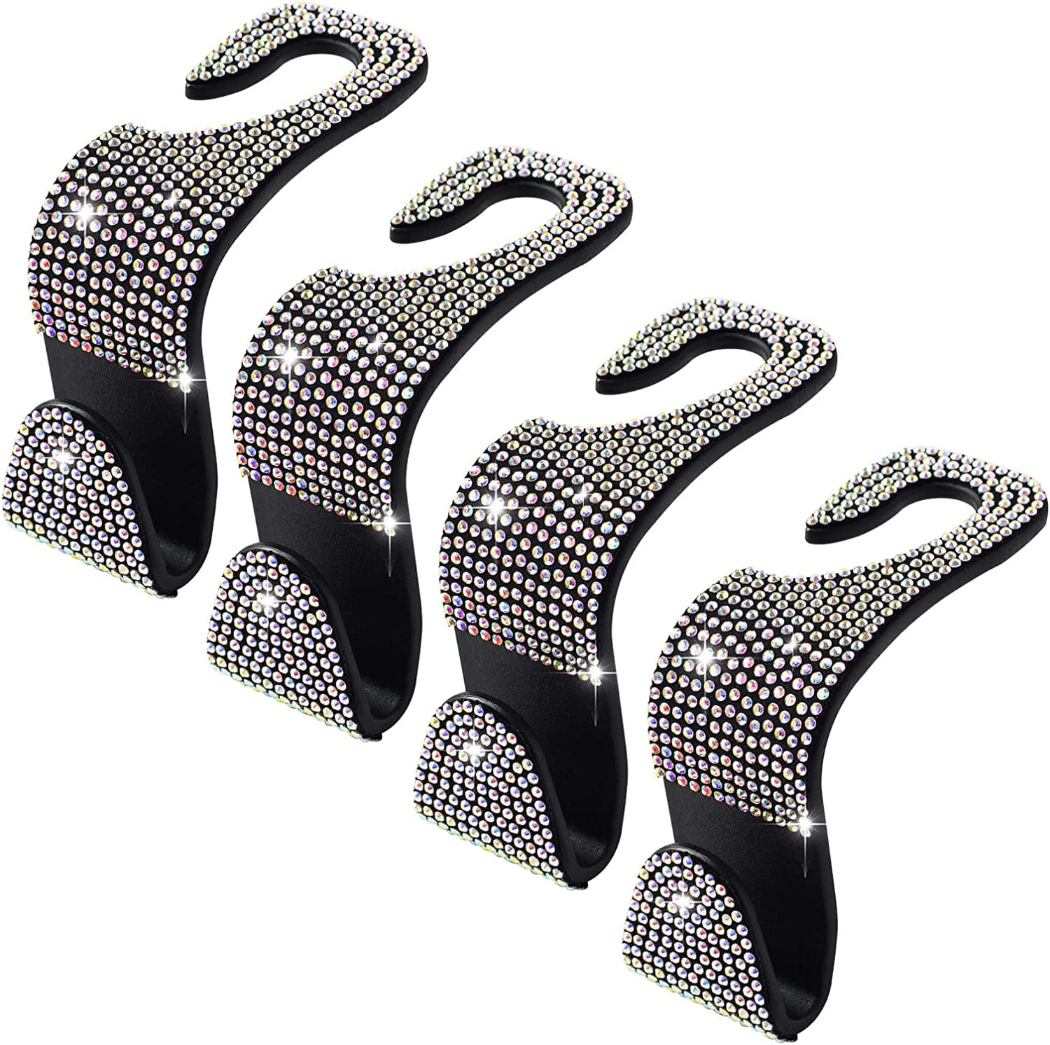 4-Pack Bling Car Hooks for Purses and Bags,Rhinestone Car Purse Bag Hook,Car Headrest Seat Hooks,Car Hanger Hooks for Back Seat,Car Purse Holder Hook Interior Accessories for Women Girl Gift