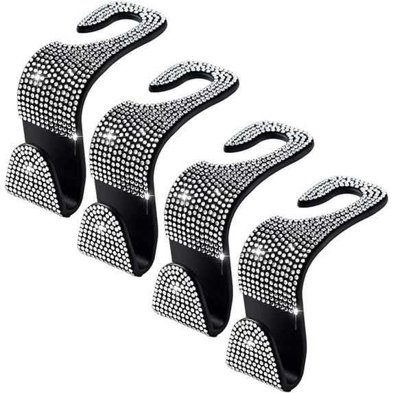 4-Pack Bling Car Hooks for Purses and Bags,Rhinestone Car Purse Bag Hook,Car Headrest Seat Hooks,Car Hanger Hooks for Back Seat,Car Purse Holder Hook Interior Accessories for Women Girl Gift