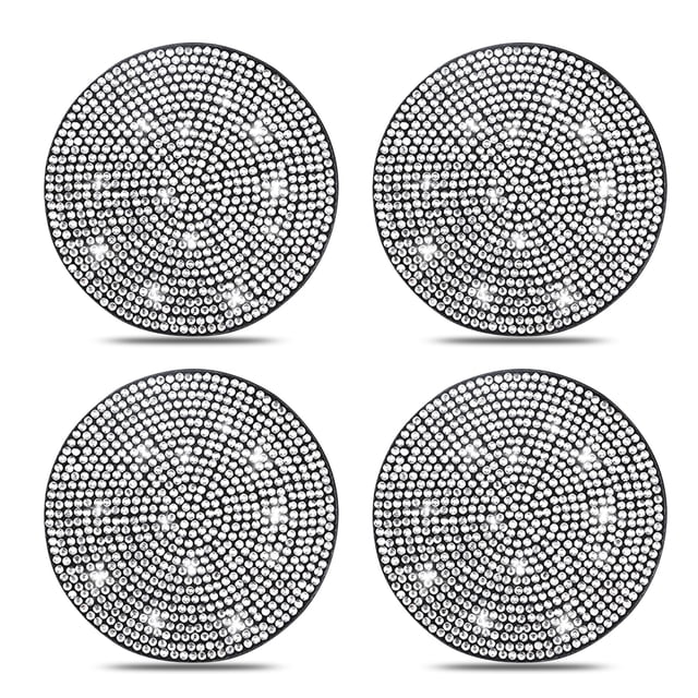4 Pack Bling Car Insert Coasters, Universal Anti Slip Silicone Car Cup ...