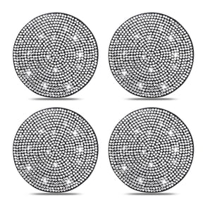 TiokMc 4 Pack Bling Car Coasters, Universal Anti-Slip Silicone Cup Holder with Crystal Rhinestones, Stylish Auto Interior Accessories, White