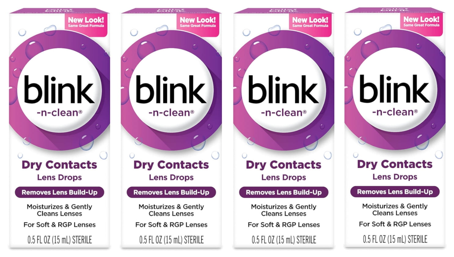 4 Pack BlinkNClean Lens Drops for Any Soft Contact Lens 0.5 FL OZ