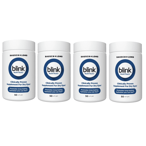 4 Pack - Blink NutriTears Clinically Proven Supplement for Dry Eyes, 50 Softgels, Eye Care Supplement to Hydrate Eyes From Within For Long Lasting Relief You Can Feel