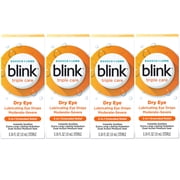 4 Pack - Blink Triple Care Lubricating Eye Drops   Long-Lasting Hydration for Moderate to Severe Dry Eyes, Moisturizes & Soothes with Hyaluronate, 0.34 Fl Oz