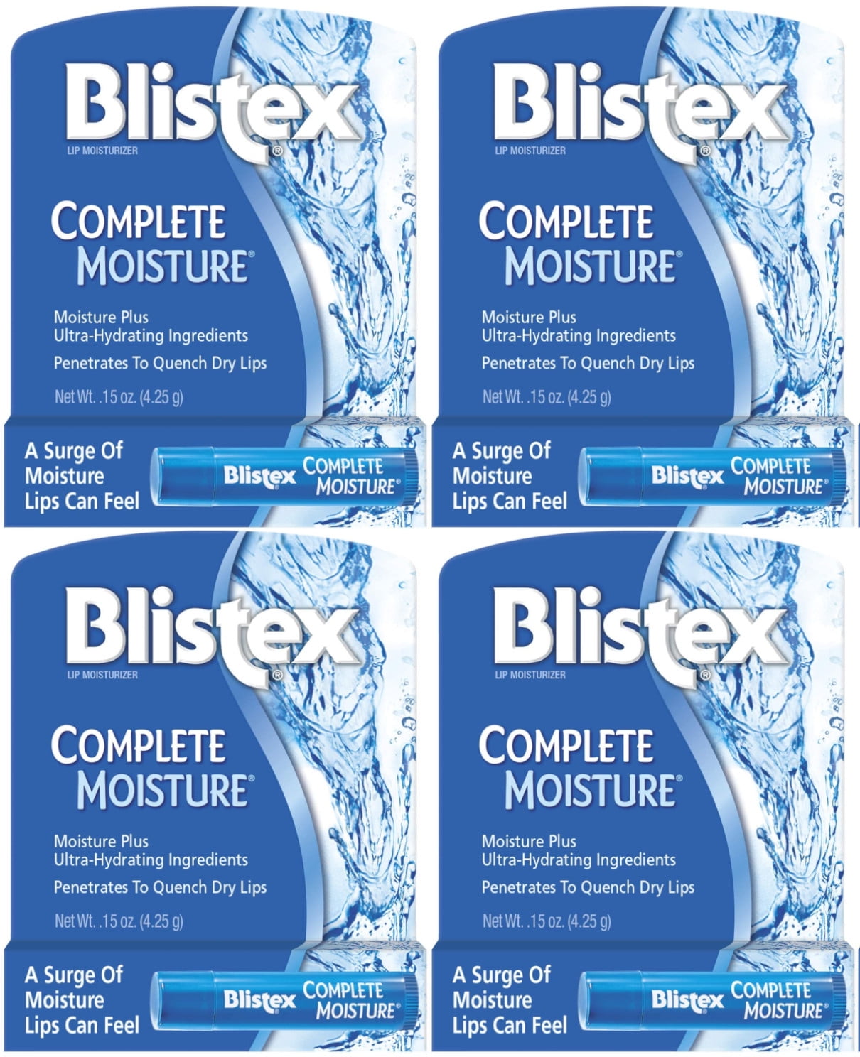 4 Pack Blistex Complete Moisture Lip Protectant 0.15 oz