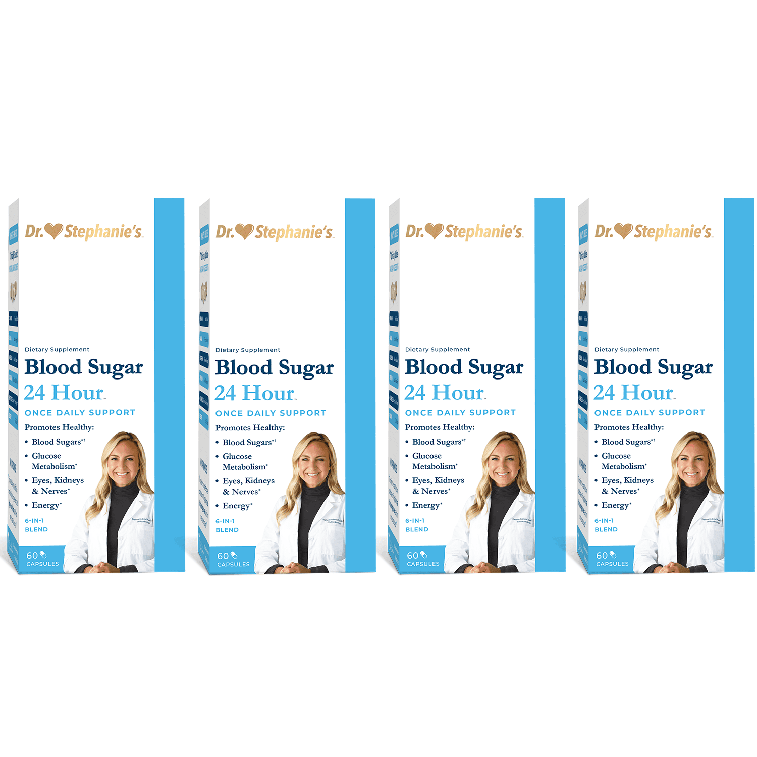 4 Pack - Blood Sugar 24 Hour Daily Support Supplement, by Dr. Stephanies