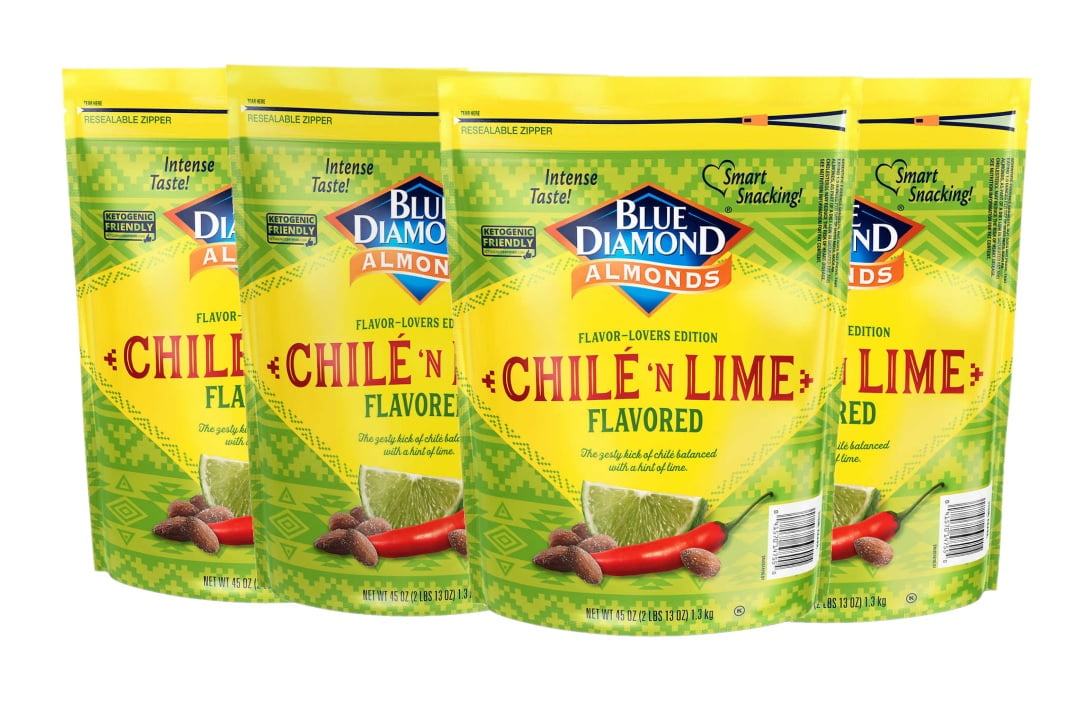 4 Pack Blue Diamond Almonds, Chile 'n Lime, 45 oz