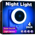 thumbnail image 1 of 4 Pack Blue Night Light, LED Night Light for Kids, Plug in Night Light, Light Sensor Night Lights, Smart Night Light, Hallway Lights, Wall Light, Nightlight for Adult, Blue Light, 0.6W 60LM, 1 of 14