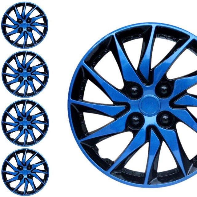 (4Pack) Blue Premium 15" Wheel Rim Cover Hubcaps OEM Style Replacement