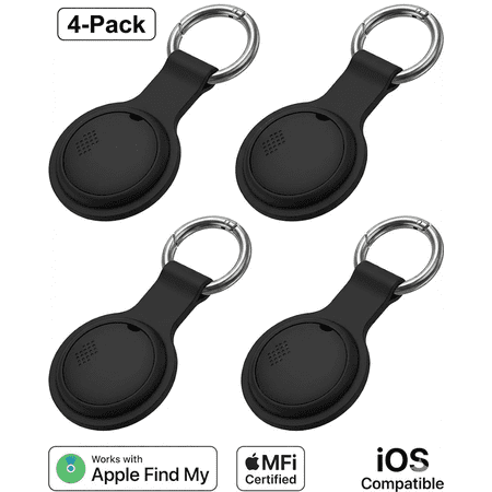 4-Pack Bluetooth Item Finder Tracker for Apple Find My, MFi Certified Key Finder for Keys, Wallets, Bags and Luggage, iOS Compatible, Black