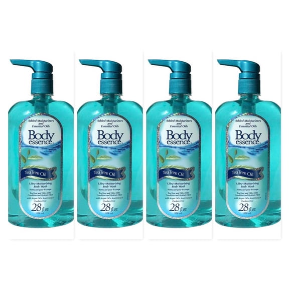 (4 Pack) Body Essence Tea Tree Oil Ultra Moisturizing Body Wash Shower 28 oz