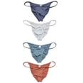 thumbnail image 1 of 4 Pack Botmois Men's Solid Briefs Pleated Bikini Tangas Underwear Mini Bottoms Spandex Low-rise Underpants NBWG L, 1 of 4