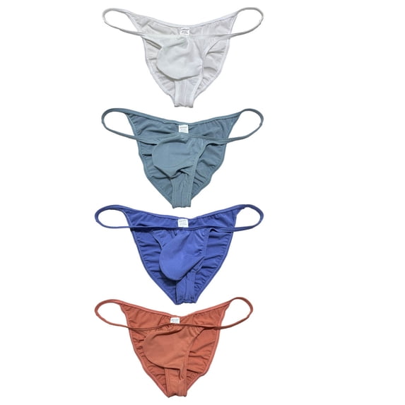 4 Pack Botmois Men's Solid Briefs Pleated Bikini Tangas Underwear Mini Bottoms Spandex Low-rise Underpants WGBG XL