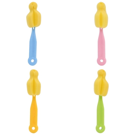 4-Pack Bottle Brush Cleaner (5.51") – Small Sponge Nipple & Tumbler Scrubber for Wide Mouth Bottles, Kitchen & Travel Hygiene