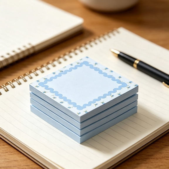 4 Pack Bow Sticky Notes Blue Cute Sticky Note Pads 3x3 Inch 120 Sheets Aesthetic Ribbon Memo Pads School Office Supplies Kawaii Desk Notes Study Planner Journal Gift Set