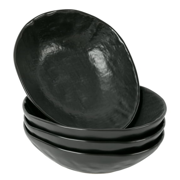 Linen Artisan Pasta Bowls Set of 4, 17oz Serving Bowls for Kitchen, Soup Bowl, Large Stoneware Bowls for Festivals, Housewarming, Dinnerware