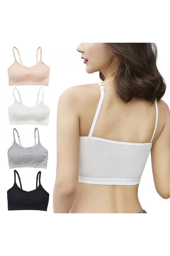 4 Pack Bras for Women BWASD Comfort Thin Racerback Fitted Cami Bralettes Short No Underwire Seamless Basics Underwear Sport Daily Padded Tank Tops S-XL