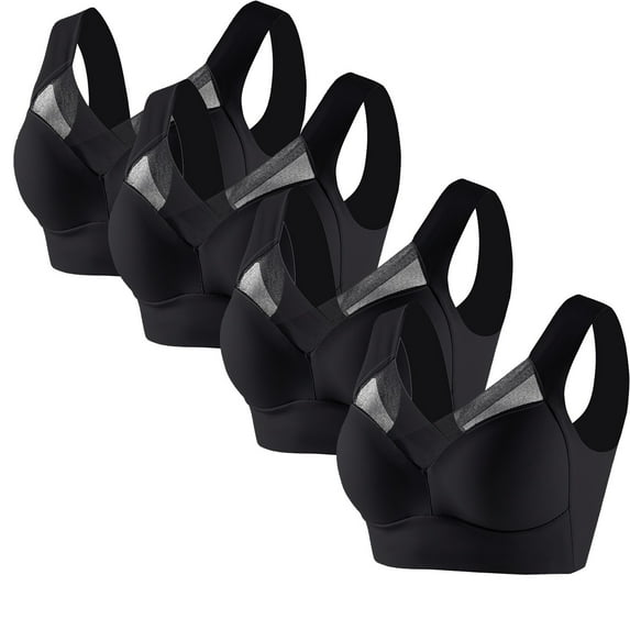 4 Pack Bras for Women Posture Correcting Bra for Seniors No Underwire Everyday Bras Ice-Silk Seamless Push Up Bras 2 Pack