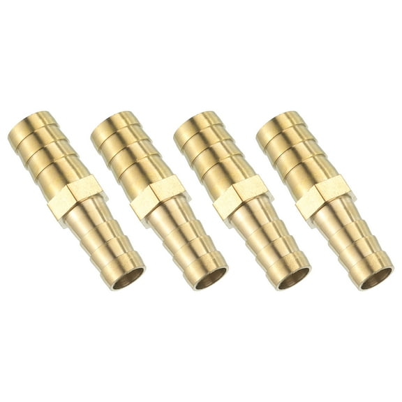 4 Pack Brass Hose Barb Fitting Straight Connector Coupler, 1/2"x3/8" ID Brass Fitting Air Hose Fittings Reducer for Connecting Water Fuel Air, Oil Hoses