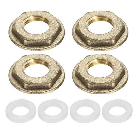 4 Pack Brass Lock Nuts Pipe Fitting, G1/4" Female Hex Locknut with Washer