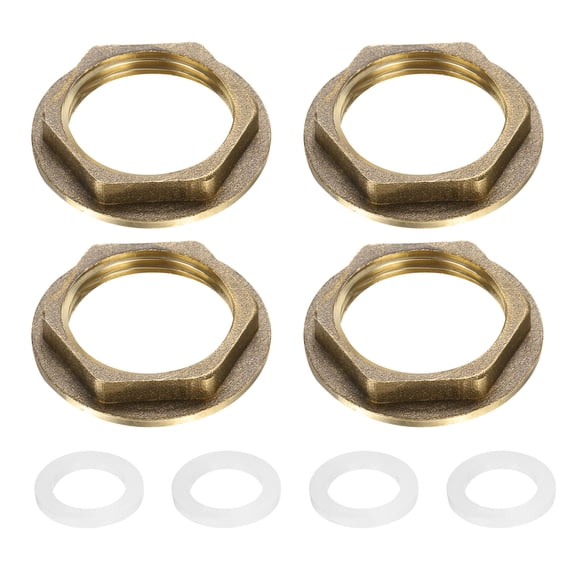 4 Pack Brass Lock Nuts Pipe Fitting, G3/4" Female Hex Locknut with Washer