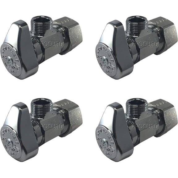 (4-Pack) BrassCraft G2CR19L1X 1/2-in Nominal Comp x 3/8-in OD Outlet Chrome Plated Brass 1/4-Turn Angle Stop Valve Less Outlet Sleeve/Nut (4-Pack)