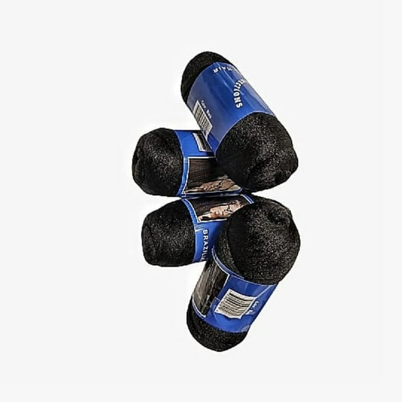 4-Pack Brazilian Acrylic Hair Wool for Braiding - Black| Soft & Durable for Hair Styling