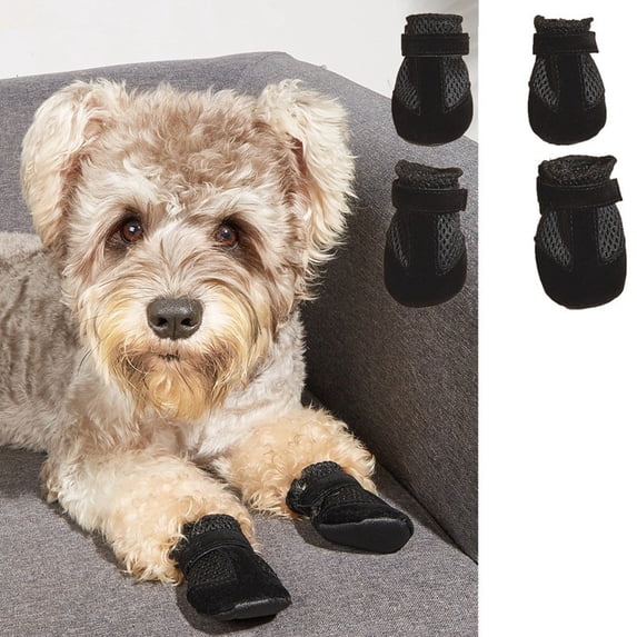 4-Pack Breathable Mesh Dog Boots with Adjustable Straps,Anti-Slip Paw Protection Shoes for Small and Medium Dogs,Lightweight Summer Pet Booties,Size M