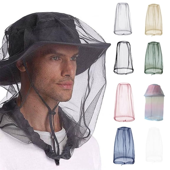 4 Pack Breathable Mosquito Head Net with Drawstring for Men Women Outdoor Protection – Lightweight Bug Net Hat Universal Fit for Fishing Hiking Camping XL Mesh (Army Green)