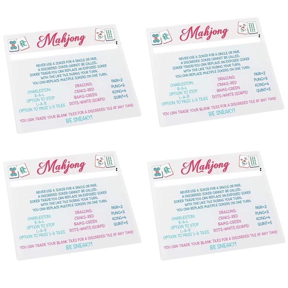 4 Pack Bright Mahjong Line Reader with Rules, Acrylic 2026 Mahjong Line Finder, Instructions for Beginners Friendly Mah Jongg Accessories, Mahjong Rules Helper Reader Gifts for Women Beginners