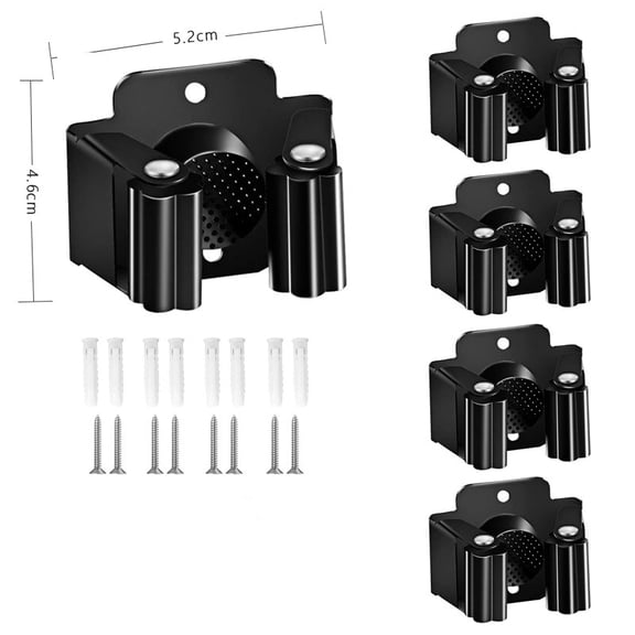 4-Pack Broom Holder Wall Mount, Heavy Duty Stainless Steel Tool Organizer Rack for Rake, Shovel Handles, Wall Mounted Utility Rack with Screws