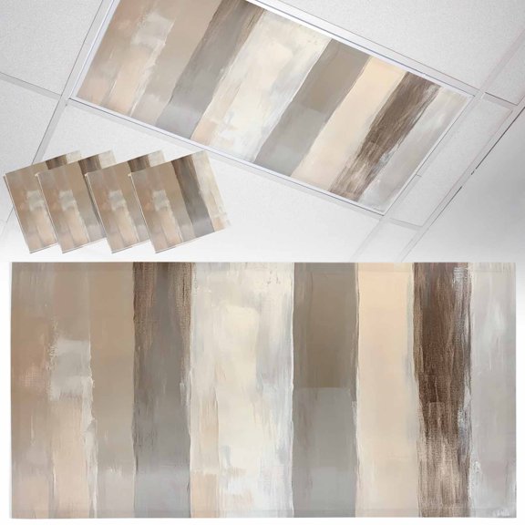4 Pack Brown Grey Fluorescent Light Covers for Ceiling Lights Abstract Neutral Textured Modern Minimalist Magnetic Ceiling Light Covers Overhead Light Filters for Office Classroom Home