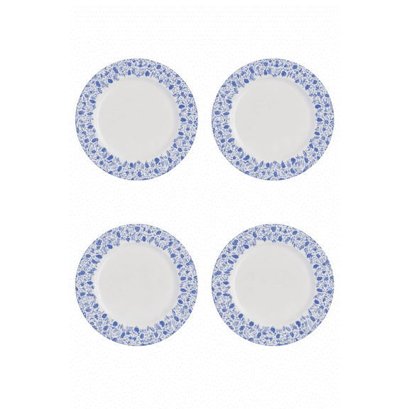 (4) Pack Bundle Blue White Charger Plates 12.5 Inch Decorative Round Floral Design Dining Events Decor Home