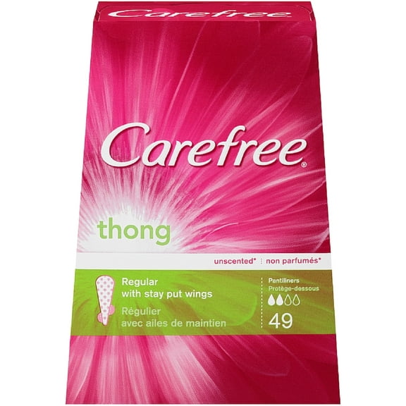 4 Pack - CAREFREE Thong Pantiliners, Regular Unscented 49 ea