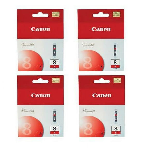 4 Pack CLI-8 Red Ink Cartridge for Pro9000, Pro9000 Mark II Printers.