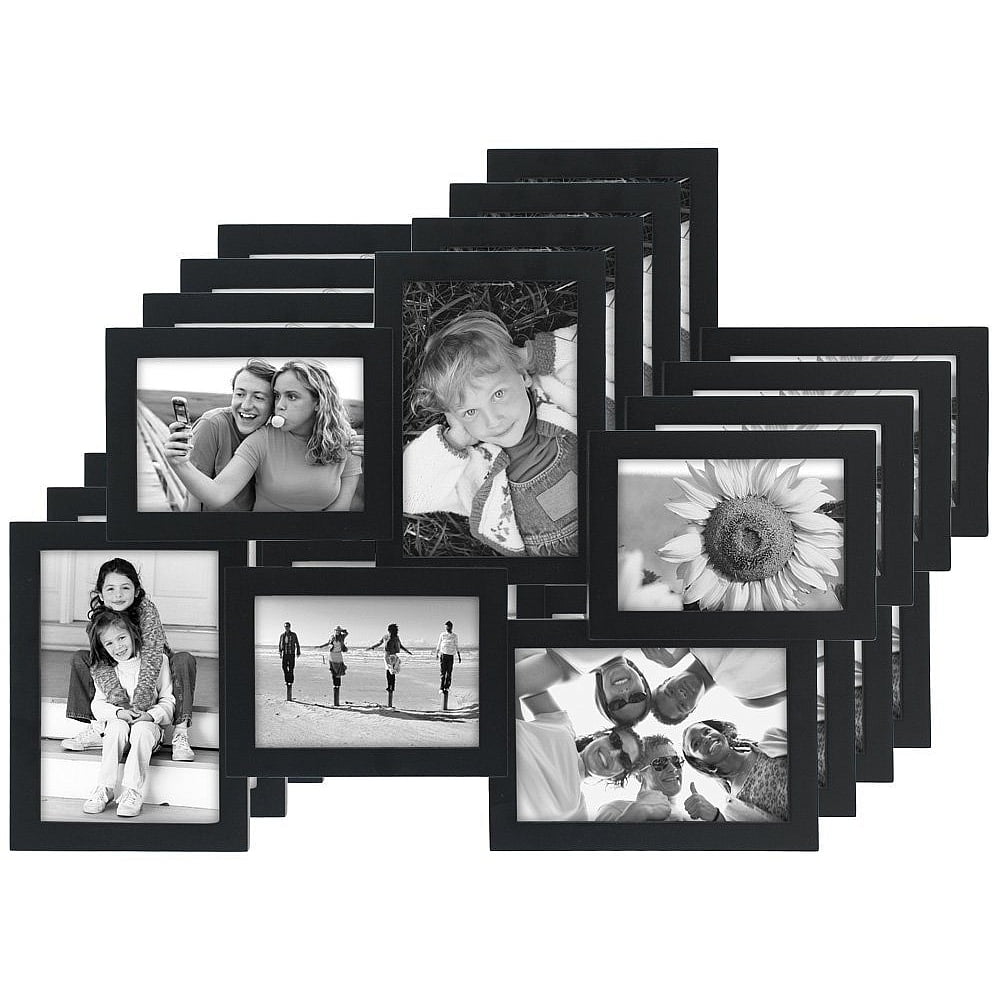 4Pack CROSSROADS Black 6 multiopening wood collage frame for 3one