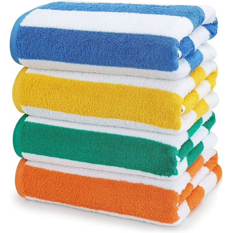 4 Pack Cabana Stripe Beach Towel 30 x 60 Inches Oversized 100 Ring Spun Cotton Pool Towels Highly Absorbent Quick Dry Bath Towels for Bathroom