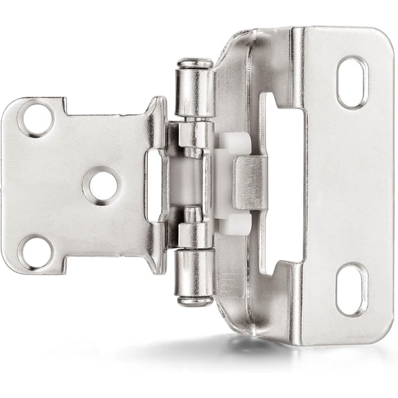 4 Pack Cabinet Hinges Satin Brushed Nickel Partial Wrap Self Closing 1/2 Inch Overlay Semi Hidden